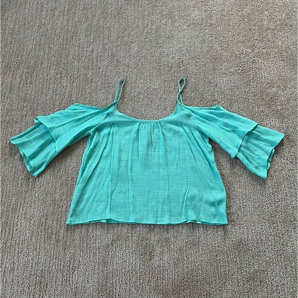 Women’s Seafoam Green Top with shoulder cut-outs